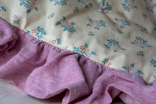 Vintage Floral & Heavy Linen Blanket